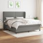 vidaXL Boxspringbett mit Matratze Dunkelgrau 180x200 cm Stoff vidaXL Boxspringbett mit Matratze Dunkelgrau 180x200 cm Stoff