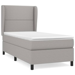 vidaXL Boxspringbett mit Matratze Hellgrau 90x190 cm Stoff