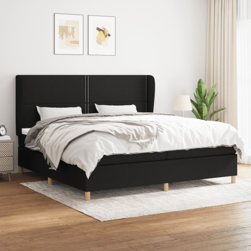 vidaXL Boxspringbett mit Matratze Schwarz 200x200 cm Stoff vidaXL Boxspringbett mit Matratze Schwarz 200x200 cm Stoff