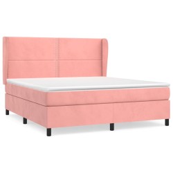 vidaXL Boxspringbett mit Matratze Rosa 160x200 cm Samt