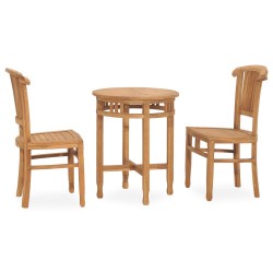 3-tlg. Garten-Essgruppe Teak Massivholz