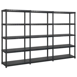 vidaXL Lagerregal mit 5 Böden Schwarz 255x40x185 cm Kunststoff