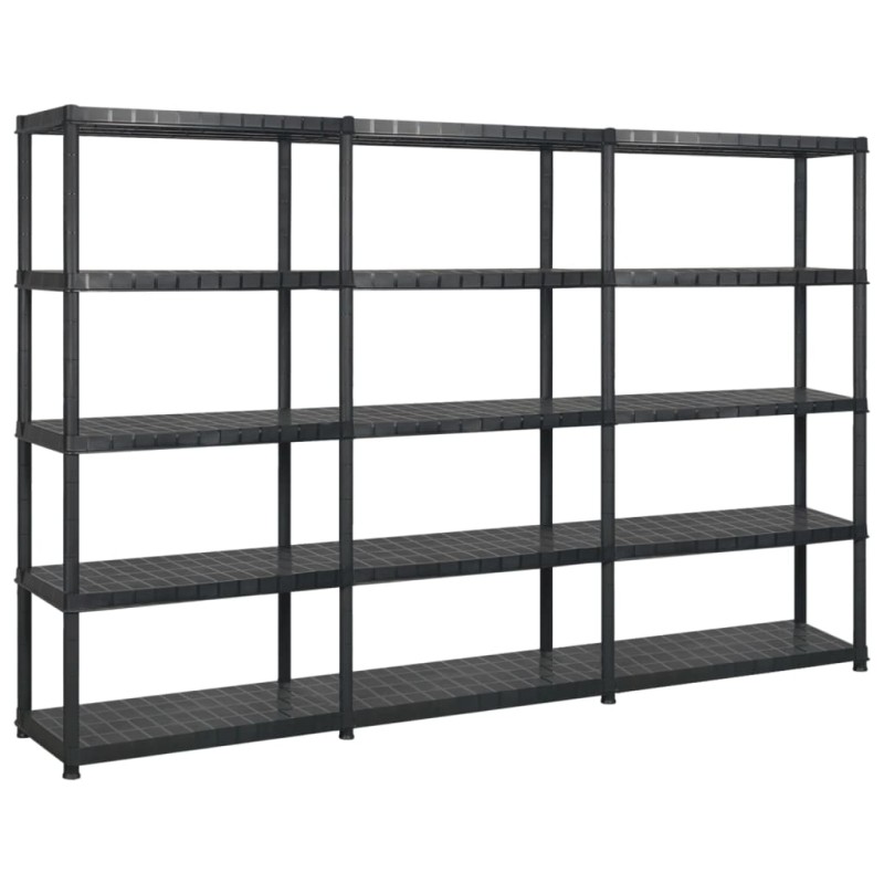 vidaXL Lagerregal mit 5 Böden Schwarz 255x40x185 cm Kunststoff vidaXL Lagerregal mit 5 Böden Schwarz 255x40x185 cm Kunststoff