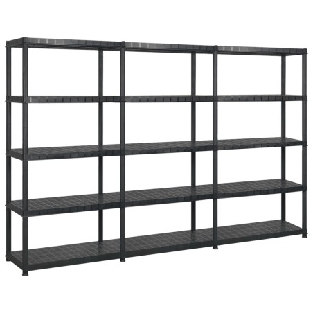 vidaXL Lagerregal mit 5 Böden Schwarz 255x40x185 cm Kunststoff