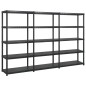 vidaXL Lagerregal mit 5 Böden Schwarz 255x40x185 cm Kunststoff vidaXL Lagerregal mit 5 Böden Schwarz 255x40x185 cm Kunststoff