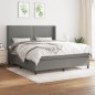 vidaXL Boxspringbett mit Matratze Dunkelgrau 160x200 cm Stoff vidaXL Boxspringbett mit Matratze Dunkelgrau 160x200 cm Stoff