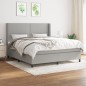 vidaXL Boxspringbett mit Matratze Hellgrau 180x200 cm Stoff vidaXL Boxspringbett mit Matratze Hellgrau 180x200 cm Stoff