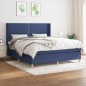 vidaXL Boxspringbett mit Matratze Blau 180x200 cm Stoff vidaXL Boxspringbett mit Matratze Blau 180x200 cm Stoff
