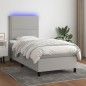 vidaXL Boxspringbett mit Matratze & LED Hellgrau 80x200 cm Stoff vidaXL Boxspringbett mit Matratze & LED Hellgrau 80x200 cm Stoff