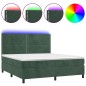vidaXL Boxspringbett mit Matratze & LED Dunkelgrün 160x200 cm Samt vidaXL Boxspringbett mit Matratze & LED Dunkelgrün 160x200 cm Samt