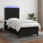 vidaXL Boxspringbett mit Matratze & LED Schwarz 100x200 cm Stoff vidaXL Boxspringbett mit Matratze & LED Schwarz 100x200 cm Stoff