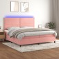 vidaXL Boxspringbett mit Matratze & LED Rosa 200x200 cm Samt vidaXL Boxspringbett mit Matratze & LED Rosa 200x200 cm Samt