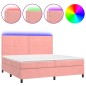 vidaXL Boxspringbett mit Matratze & LED Rosa 200x200 cm Samt vidaXL Boxspringbett mit Matratze & LED Rosa 200x200 cm Samt