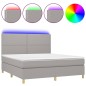 vidaXL Boxspringbett mit Matratze & LED Hellgrau 180x200 cm Stoff vidaXL Boxspringbett mit Matratze & LED Hellgrau 180x200 cm Stoff