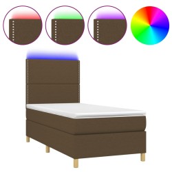 vidaXL Boxspringbett mit Matratze & LED Dunkelbraun 80x200 cm Stoff