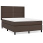 vidaXL Boxspringbett mit Matratze Braun 140x200 cm Kunstleder vidaXL Boxspringbett mit Matratze Braun 140x200 cm Kunstleder
