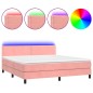 vidaXL Boxspringbett mit Matratze & LED Rosa 160x200 cm Samt vidaXL Boxspringbett mit Matratze & LED Rosa 160x200 cm Samt