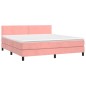 vidaXL Boxspringbett mit Matratze & LED Rosa 160x200 cm Samt vidaXL Boxspringbett mit Matratze & LED Rosa 160x200 cm Samt