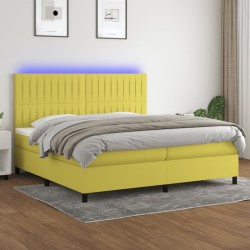 vidaXL Boxspringbett mit Matratze & LED Grün 200x200 cm Stoff