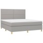 vidaXL Boxspringbett mit Matratze & LED Hellgrau 160x200 cm Stoff vidaXL Boxspringbett mit Matratze & LED Hellgrau 160x200 cm Stoff