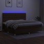 vidaXL Boxspringbett mit Matratze & LED Dunkelbraun 200x200 cm Stoff vidaXL Boxspringbett mit Matratze & LED Dunkelbraun 200x200 cm Stoff