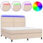 vidaXL Boxspringbett mit Matratze & LED Cappuccino-Braun 160x200cm vidaXL Boxspringbett mit Matratze & LED Cappuccino-Braun 160x200cm