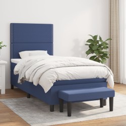 vidaXL Boxspringbett mit Matratze Blau 90x190 cm Stoff