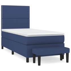 vidaXL Boxspringbett mit Matratze Blau 90x190 cm Stoff