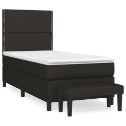 vidaXL Boxspringbett mit Matratze Schwarz 100x200 cm Stoff