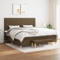 vidaXL Boxspringbett mit Matratze Dunkelbraun 200x200 cm Stoff vidaXL Boxspringbett mit Matratze Dunkelbraun 200x200 cm Stoff