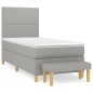 vidaXL Boxspringbett mit Matratze Hellgrau 90x200 cm Stoff vidaXL Boxspringbett mit Matratze Hellgrau 90x200 cm Stoff