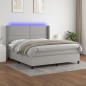 vidaXL Boxspringbett mit Matratze & LED Hellgrau 180x200 cm Stoff vidaXL Boxspringbett mit Matratze & LED Hellgrau 180x200 cm Stoff