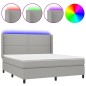 vidaXL Boxspringbett mit Matratze & LED Hellgrau 180x200 cm Stoff vidaXL Boxspringbett mit Matratze & LED Hellgrau 180x200 cm Stoff