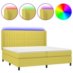 vidaXL Boxspringbett mit Matratze & LED Grün 200x200 cm Stoff