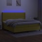 vidaXL Boxspringbett mit Matratze & LED Grün 200x200 cm Stoff vidaXL Boxspringbett mit Matratze & LED Grün 200x200 cm Stoff