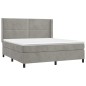 vidaXL Boxspringbett mit Matratze & LED Hellgrau 160x200 cm Samt vidaXL Boxspringbett mit Matratze & LED Hellgrau 160x200 cm Samt