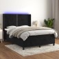 vidaXL Boxspringbett mit Matratze & LED Schwarz 140x200 cm Samt vidaXL Boxspringbett mit Matratze & LED Schwarz 140x200 cm Samt