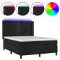 vidaXL Boxspringbett mit Matratze & LED Schwarz 140x200 cm Samt vidaXL Boxspringbett mit Matratze & LED Schwarz 140x200 cm Samt