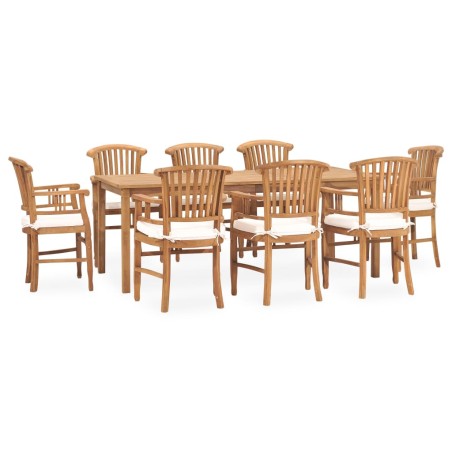 9-tlg. Garten-Essgruppe mit Kissen Massivholz Teak