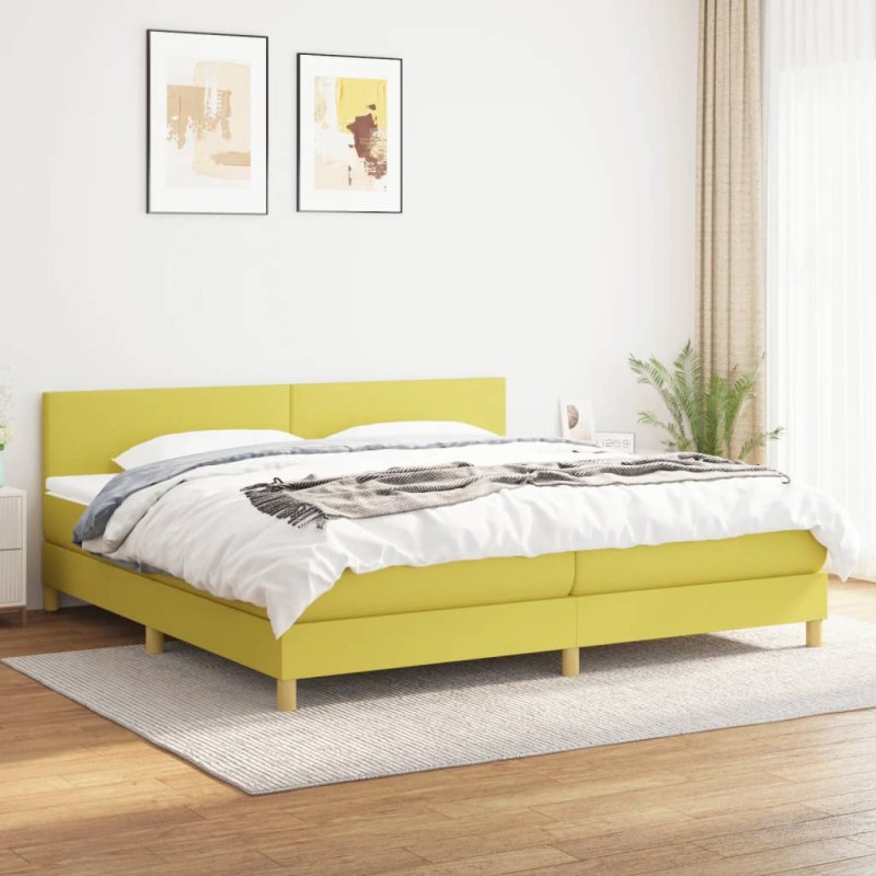 vidaXL Boxspringbett mit Matratze Grün 200x200 cm Stoff vidaXL Boxspringbett mit Matratze Grün 200x200 cm Stoff