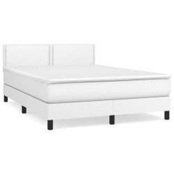 vidaXL Boxspringbett mit Matratze Weiß 140x200 cm Kunstleder