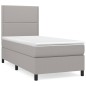 vidaXL Boxspringbett mit Matratze Hellgrau 90x200 cm Stoff vidaXL Boxspringbett mit Matratze Hellgrau 90x200 cm Stoff