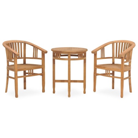 3-tlg. Garten-Essgruppe Teak Massivholz