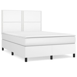 vidaXL Boxspringbett mit Matratze Weiß 140x190 cm Kunstleder