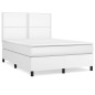 vidaXL Boxspringbett mit Matratze Weiß 140x190 cm Kunstleder vidaXL Boxspringbett mit Matratze Weiß 140x190 cm Kunstleder
