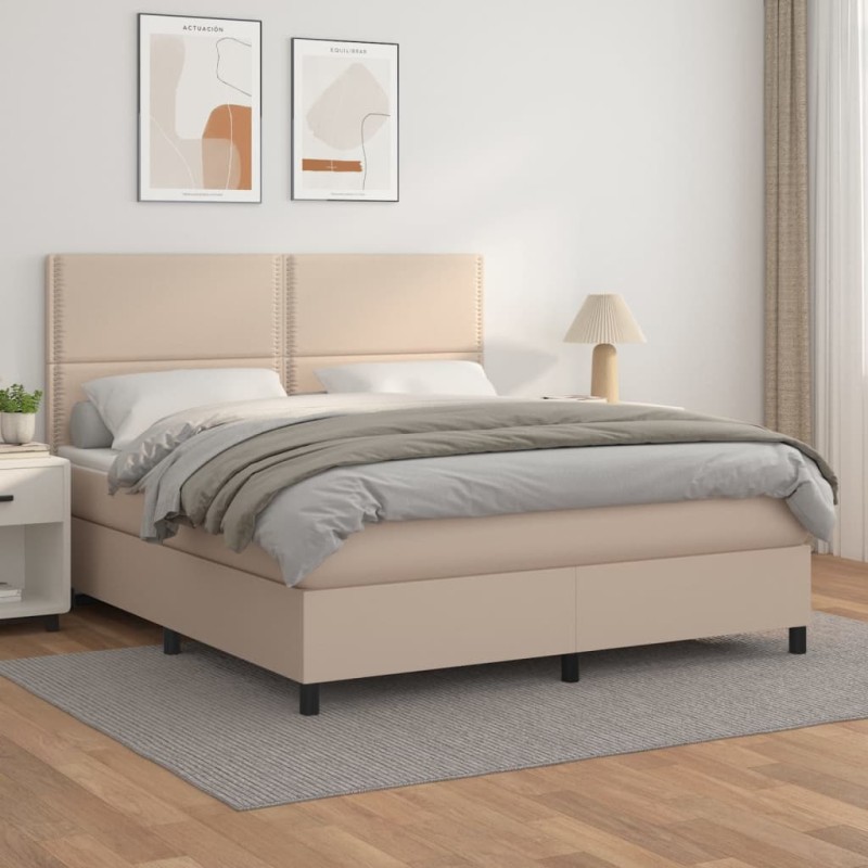 vidaXL Boxspringbett Matratze Cappuccino-Braun 160x200 cm Kunstleder vidaXL Boxspringbett Matratze Cappuccino-Braun 160x200 cm Kunstleder