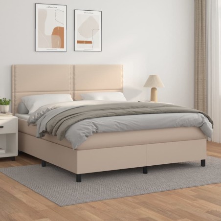 vidaXL Boxspringbett Matratze Cappuccino-Braun 160x200 cm Kunstleder
