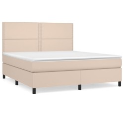 vidaXL Boxspringbett Matratze Cappuccino-Braun 160x200 cm Kunstleder