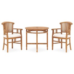 vidaXL 3-tlg. Garten-Essgruppe mit Kissen Massivholz Teak 