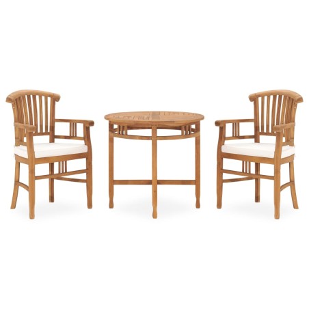 vidaXL 3-tlg. Garten-Essgruppe mit Kissen Massivholz Teak 